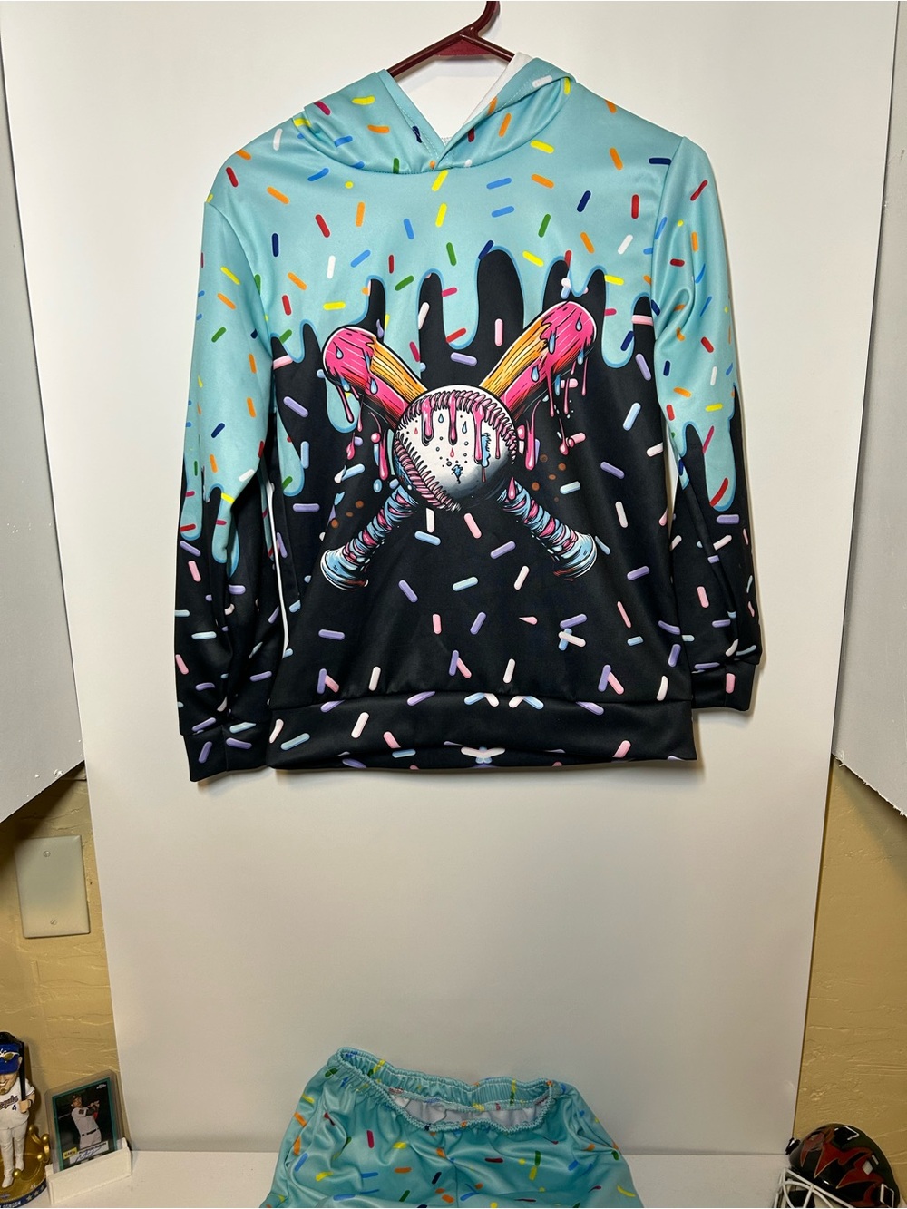 Kids Mint & Black Baseball Hoodie and sweats with Sprinkle Graphic